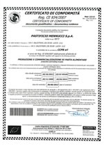 Mennucci Certificato Produzione e commercializzazione di pasta alimentare